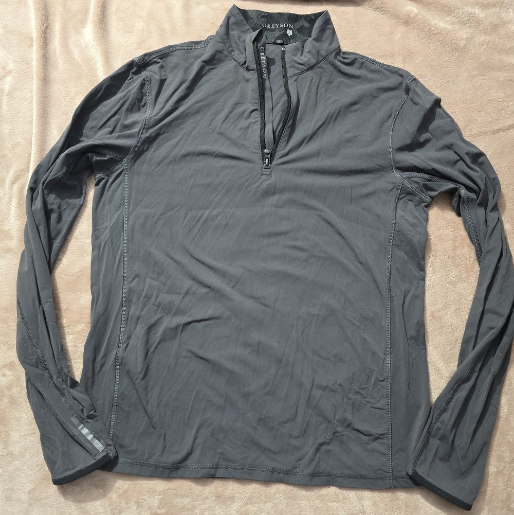Greyson Tate Mockneck Quarter Zip Performance Pullover Shirt Grey Golf Small